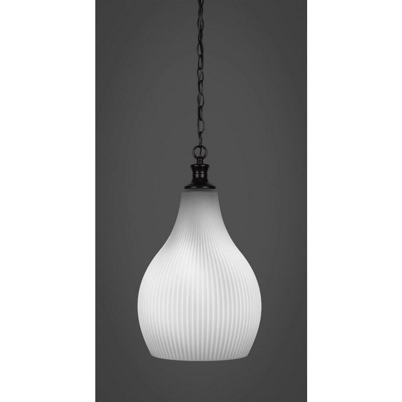 Toltec Lighting Carina 1 - Light Pendant in  Matte Black with 12.25" Opal Frosted Shade, 1 of 2