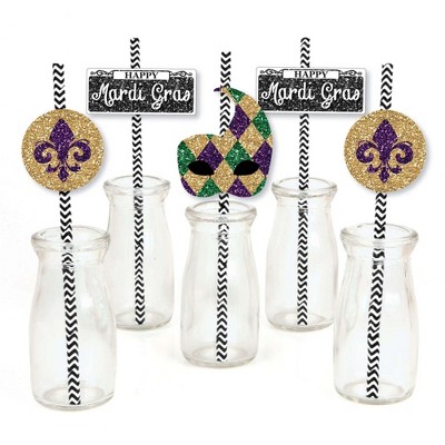 mardi gras straw topper