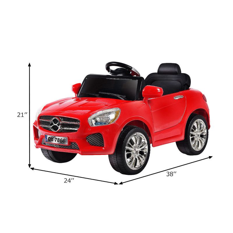 Costway 6V Kids Ride On Car RC Remote Control Battery Powered w/ LED Lights MP3 Red, 3 of 11