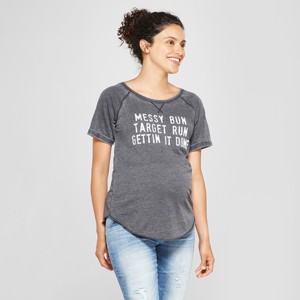 Maternity Messy Bun, Target Run, Getting it Done Short Sleeve Graphic T-Shirt - Grayson Threads Charcoal Gray S, Women