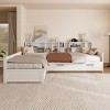 Twin Size L Shaped Daybed with Trundle and Storage Drawer, Versatile Corner Bed Frame with Bookcases, Natural/White-ModernLuxe - 3 of 4