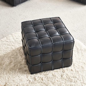 Modern Genuine Leather Ottoman,Tufted Ottoman,Square Ottoman,Footstool Ottoman Furniture,Ottoman For Living Room,Bedroom-Cuddlewood - 1 of 4