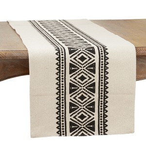 Saro Lifestyle Mudcloth Runner, Black/White, 16" x 72" - 1 of 3
