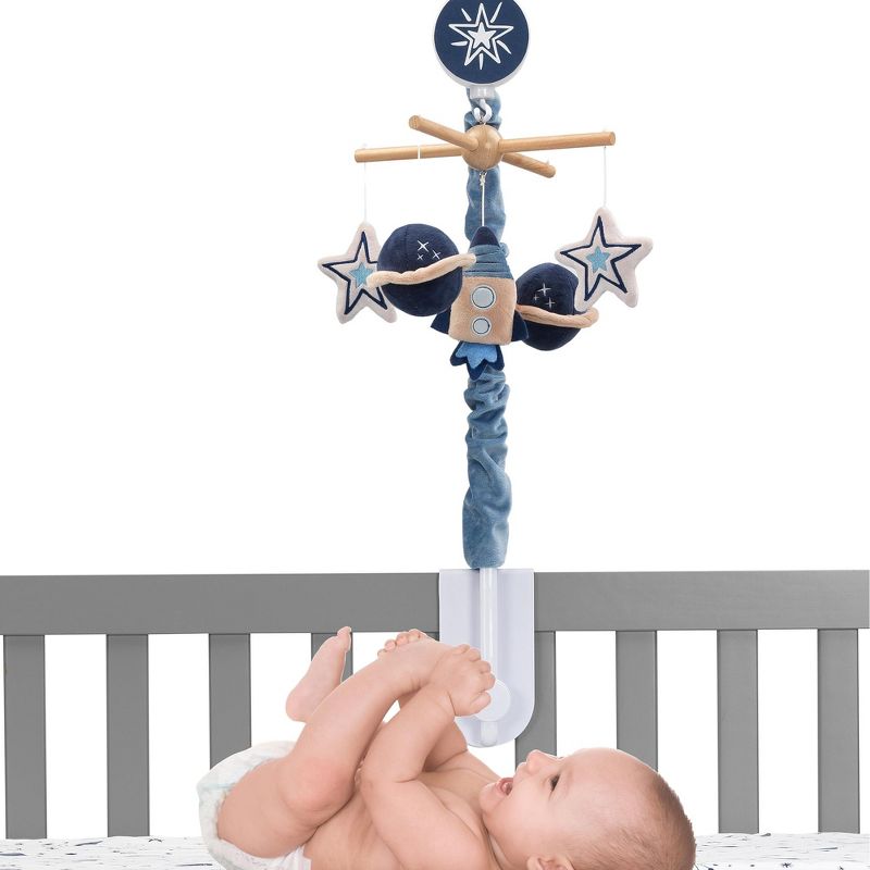 Lambs & Ivy Sky Rocket Planets/Stars Musical Baby Crib Mobile Soother Toy- Blue, 2 of 8