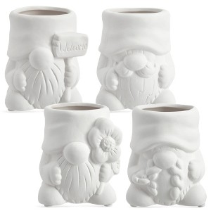 Bright Creations Set of 4 Paint Your Own Ceramic Gnome Planter Set, Garden Gnome Designs - 1 of 4
