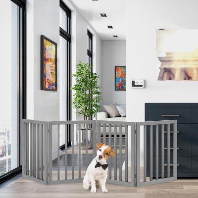 Indoor Pet Gate - 4-Panel Folding Dog Gate for Stairs or Doorways - 73x24-Inch Freestanding Pet Fence for Cats and Dogs by PETMAKER (Gray)