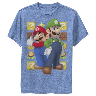 Boy's Nintendo Mario And Luigi Performance Tee - Royal Blue Heather - X ...