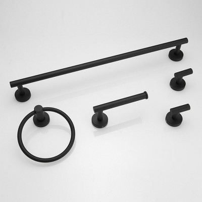 Matte Black Stainless Steel 5-Piece Bathroom Hardware Set