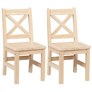 eHemco Solid Hard Wood X Back Kids Chair, Set of 2 - 1 of 4