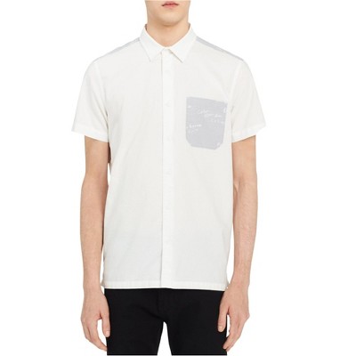 Calvin Klein Mens Graffiti Pocket Button Up Shirt