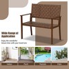 Tangkula Patio Loveseat Bench w/ Solid Rubber Wood Frame & Hand Woven PU Leather All Weather - 3 of 4