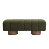 50" Boucle Upholstered Dining Bench,Ottoman with Round Wood Legs for Dining Bedroom Entryway Living Room,No-Assembly-Baofuwish - 3 of 4