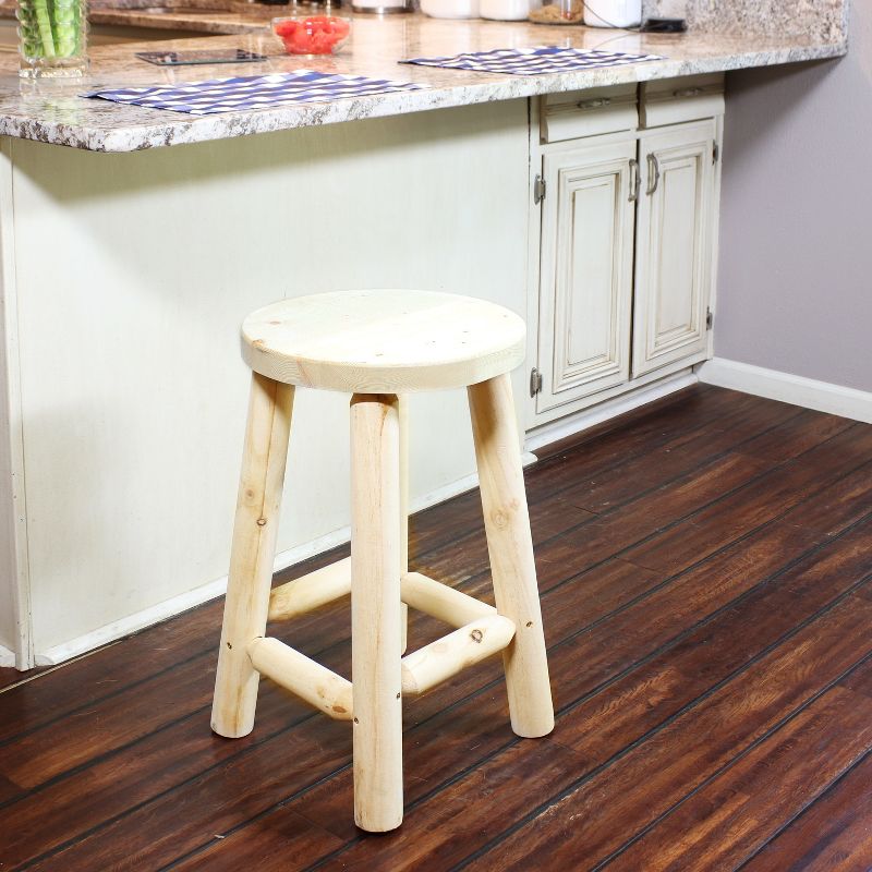 Sunnydaze Unfinished Wood Round Top Counter-Height Stool - Fir Wood - 24", 2 of 10