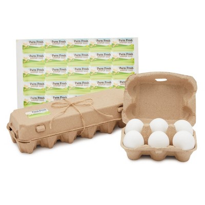 Okuna Outpost 20 Pack Paper Cardboard Egg Carton, 2 Sizes with Jute String and Stickers