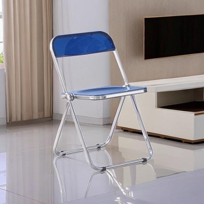 LOVMOR Clear Transparent Folding Chair,Acrylic Folding Chair PC Plastic,Chrome Frame,Bearing Weight 330lbs
