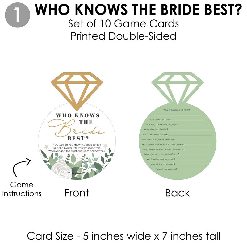 Big Dot of Happiness Boho Botanical Bride - 4 Games - Who Knows The Bride Best, Bride or Groom Quiz, What’s in Your Purse and Love - Gamerific Bundle, 5 of 9