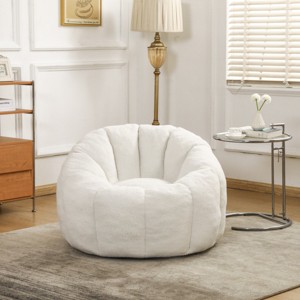 Teddy Fabric Bean Bag Armchair Adults, Fluffy Oversized Lounge Chair with Memory Foam, Ideal for Living Room – Cuddlewood - 1 of 4