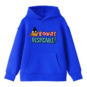 Looney Tunes You're Despicable! Daffy Duck Youth Royal Blue Graphic Hoodie - 1 of 3