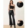 INSPIRE CHIC Women's High Waist Bottom Flared Faux Leather Pants With Pockets - 2 of 4
