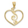 Black Bow Jewelry 14k Yellow Gold Treble Clef and Heart Pendant - 3 of 4