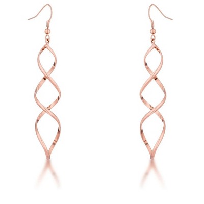 ShineHigh Spiral Twist Drop Earrings for Women – 18K Gold-Plated Fashion Earrings with Elegant Hook Backing in Rose Goldtone or Yellow Goldtone Finish