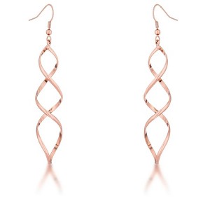 ShineHigh Spiral Twist Drop Earrings for Women – 18K Gold-Plated Fashion Earrings with Elegant Hook Backing in Rose Goldtone or Yellow Goldtone Finish - 1 of 1