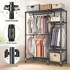 Okak Heavy Duty Storage Rack with 6 Adjustable Wire Shelving, Freestanding Coat Rack with 3 Clothes Rails, Hall Tree for Living Room, Bedroom, Black - 3 of 4