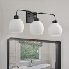 Dewdrop Industrial Mixed Vanity Light 3 Light Opal Frosted Glass Globes Matte Black Linear Bar Square Backplate ETL Listed for Bathroom - 4 of 4