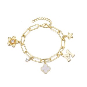 Adornia 14k Yellow Gold Plated Initial Chunky Charm Bracelet - 1 of 1