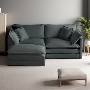 77" Chenille Modular L-Shaped Sectional Sofa with Ottoman - 1 of 4