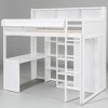 Wood Twin Loft Bed with Desk, Wardrobe, Storage Cabinets and Shelves, Space-Saving Study Bed Frame for Kids - 3 of 4