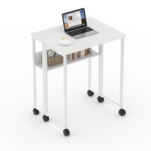 TackView Folding Desk Small Rolling Desk with Storage Shelf &Wheels ,24.8''Foldable Computer Table for Small Spaces - 1 of 4