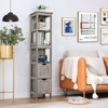 USIKEY 55.9" Storage Cabinet with 2 Drawers, Wooden Bathroom Floor Cabinet with 3 Open Shelves, for Living Room, Kitchen, Grey - 2 of 4