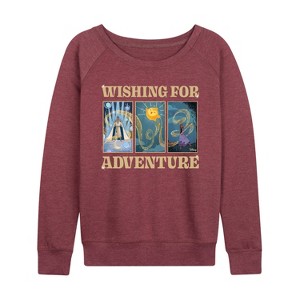 Women's - Disney - Wishing For Adventure Lightweight French Terry Wide Neck Long Sleeve Shirt - 1 of 4