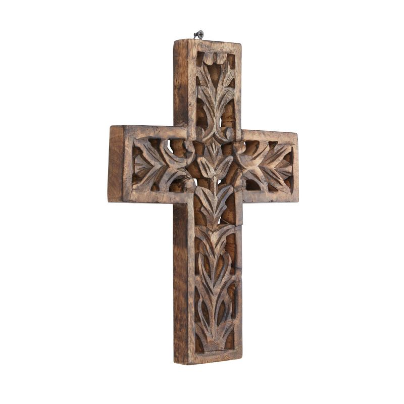12&#34; x 9&#34; Mango Wood Biblical Carved Cross Wall Decor Brown - Olivia &#38; May, 3 of 6