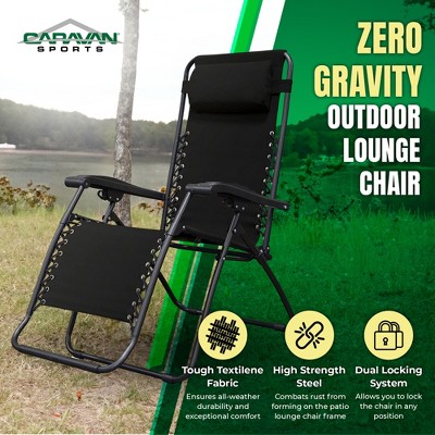 Beachside Bliss Zero Gravity Black Outdoor Lounger with Cup Holder