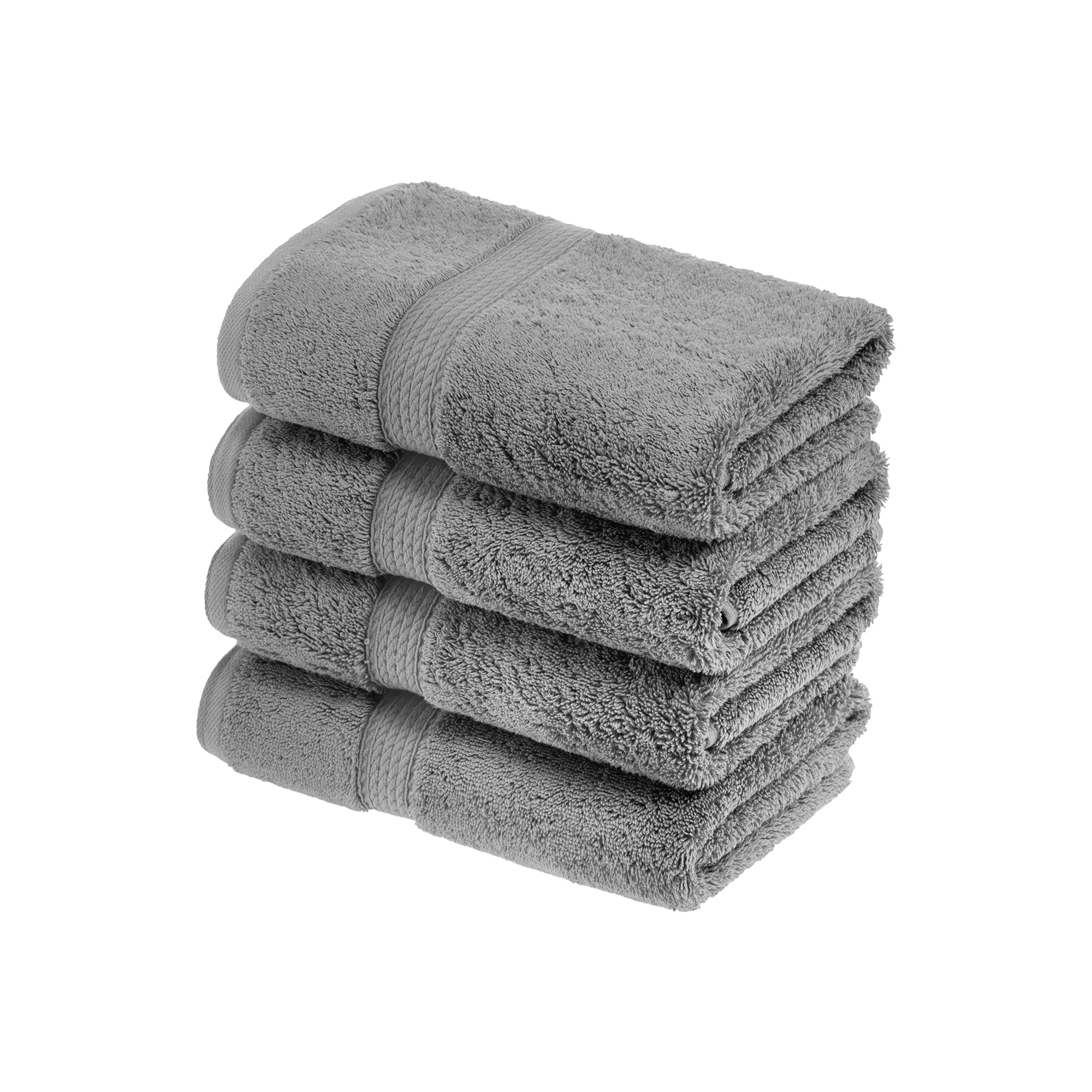 Luxury Egyptian Cotton Heavyweight Ultra-Plush Hand Towel Set of 4, Charcoal - Blue Nile Mills