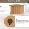 Okak Modern Round Set of 2 Coffee Table with Hidden Storage Doors,Fluted Wood Veneer Center Table for Living Room,Bedroom - 4 of 4