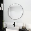 FONTOI 24" Large Round Black Circular Decorative Wall Mirror Contemporary Wall Decor for Bathroom Living Room Bedroom Dining Room or Hallway, Black - 4 of 4