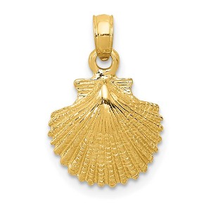 Black Bow Jewelry 14k Yellow Gold Polished Scallop Shell Pendant - 1 of 4