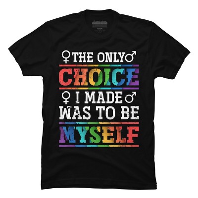 Adult Design By Humans LGBTQ+ Chose To Be Myself Rainbow Text By KangThien T-Shirt