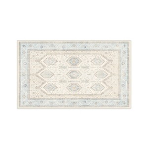 Ruggable Washable Bridgerton Crown Affair Opal Rug Ivory/Blue - 1 of 4