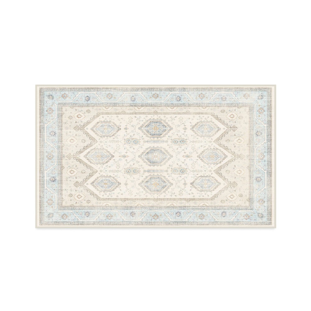 Ruggable 3'x5' Washable Bridgerton Crown Affair Opal Area Rug Ivory/Blue