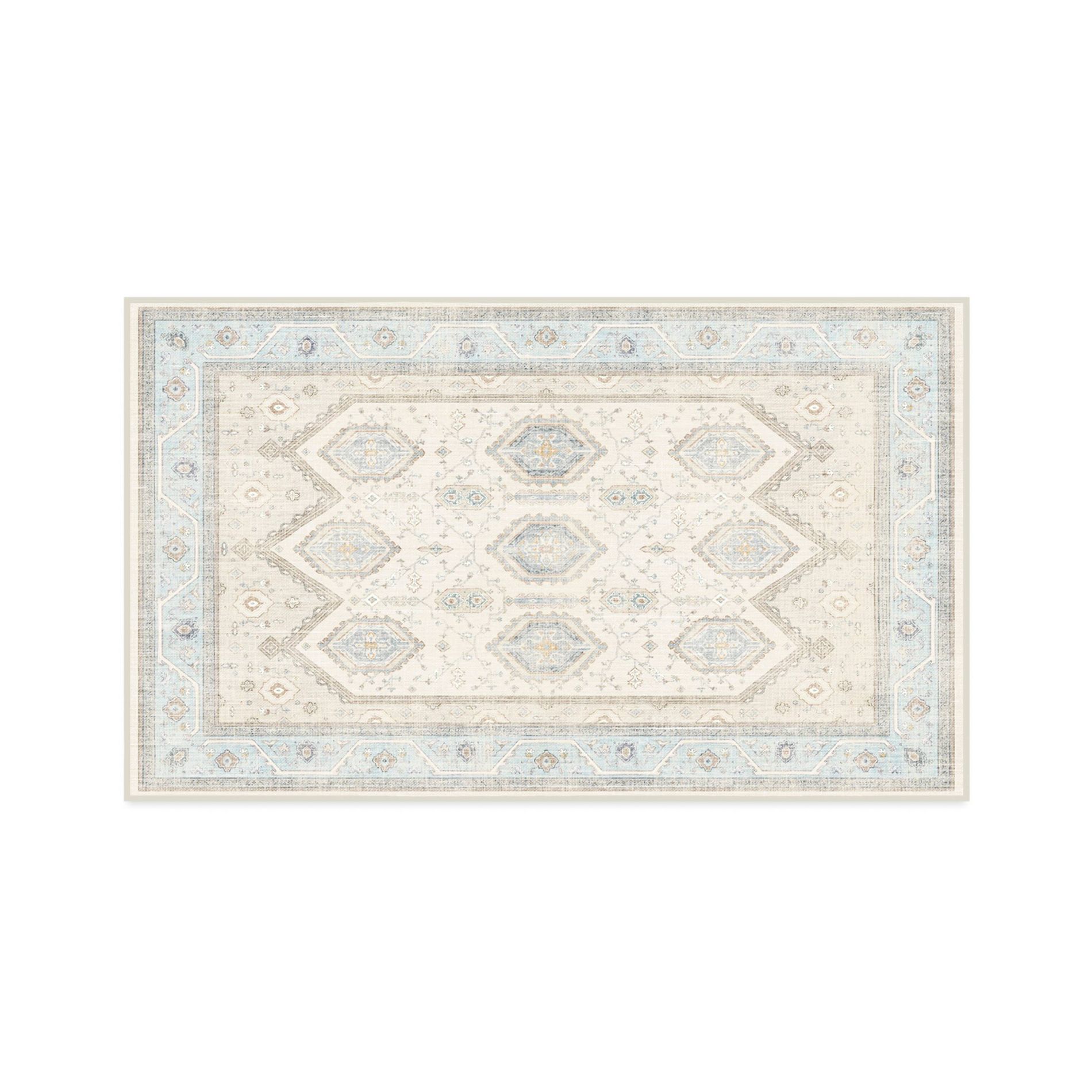 Ruggable 3'x5' Washable Bridgerton Crown Affair Opal Area Rug Ivory/Blue