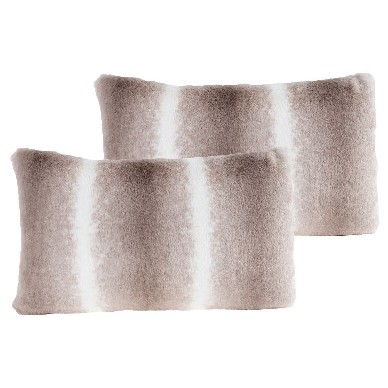 11x19” Plush Lumbar Pillows – Set of 2 Variegated Gray to White Pillow Inserts and Covers – For Bedroom or Living Room by Lavish Home, 4 of 8