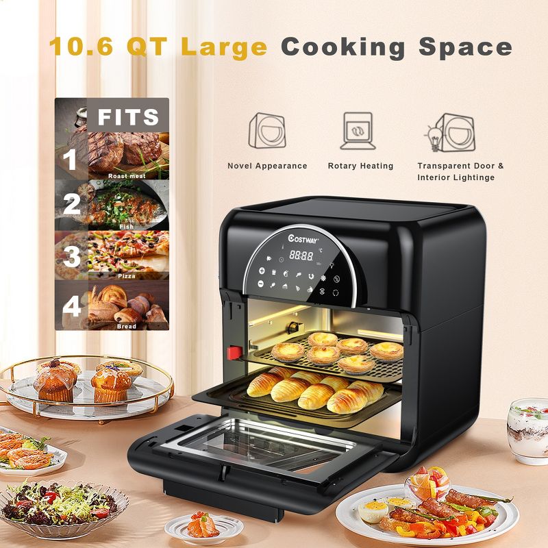 Costway 8-in-1 Air Fryer 10.6QT Digital Toaster Oven Rotisserie w/ Accessories, 5 of 11