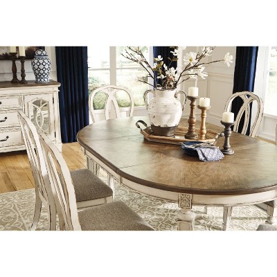 Realyn Oval Extendable Brown and White Wood Dining Table