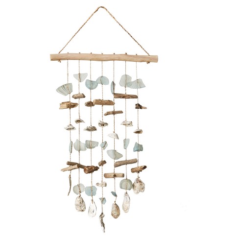 MARE Sea Glass Wind Chime, Mobile, Chime, Driftwood, Suncatcher, Beads 