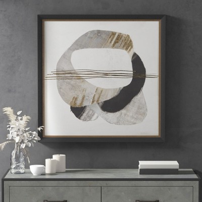 Gulches Gold Foil Abstract Framed Canvas Wall Art - Elegant Decor for Modern Spaces