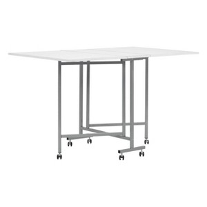 Sew Ready Mobile Folding Craft and Cutting Standing Table Silver/White: Portable, Locking Wheels, Durable MDF & Steel - 1 of 4